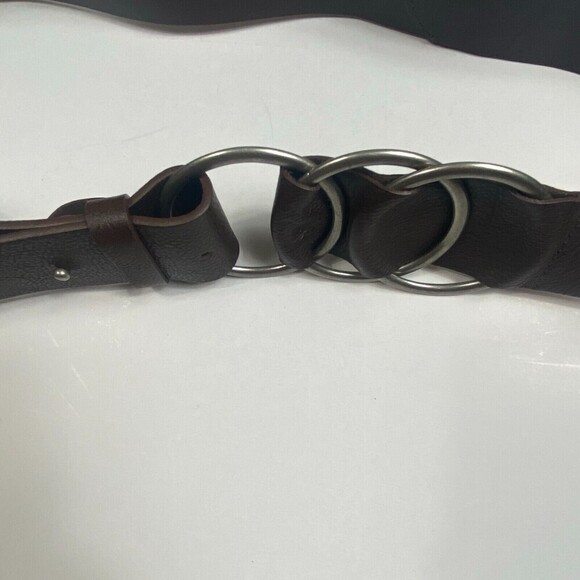 J Jill Women brown Leather Belt sz S with Silver Ring loop country Buckle waist - Picture 3 of 6